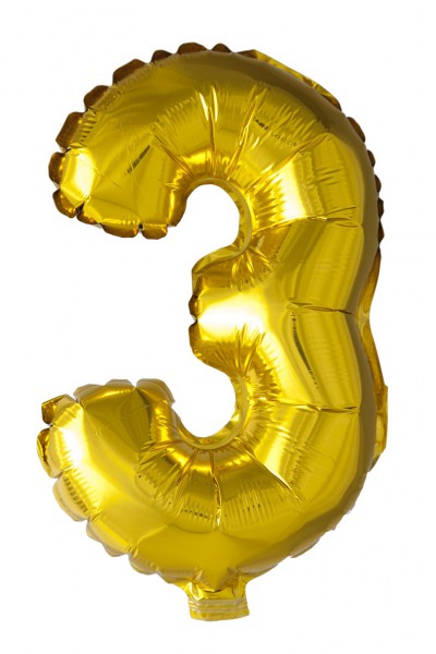 Ballons - Aluminium Or - Chiffre 3